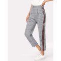 Contraste Tape Side Plaid Pants Manufacture Wholesale Fashion Women Apparel (TA3088P)